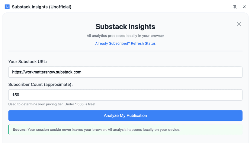 Enter your Substack URL to analyze your publication